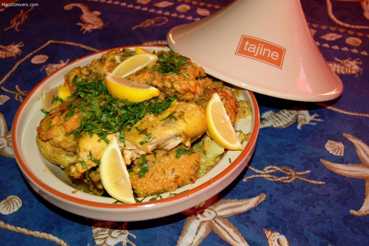 Tajine Chou-fleur en beignets et poulet à l’algérienne