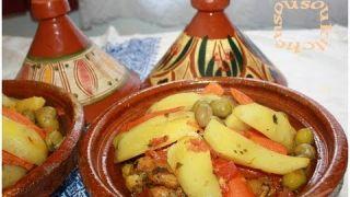 Tajine Poulet P.de Terre et Olives/Chicken Tagine with Potato,Olives -Sousoukitchen