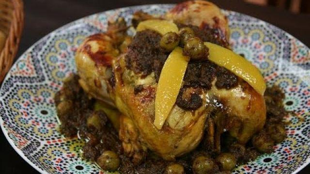 Tagine Marocain de Poulet M'hammer aux Olives - Chicken Tagine with Olives - دجاج محمر بزيتون